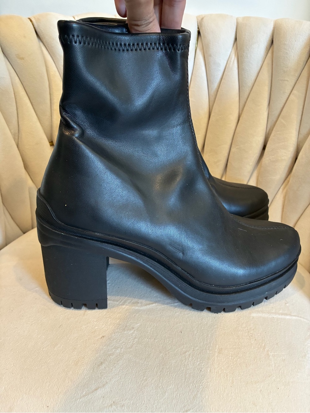 Bar III Black Chunky Platform Heel Ankle Booties - Picture 1 of 7